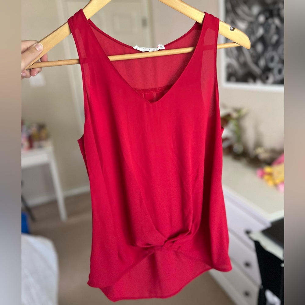 Lush Pleated Red Tank Top